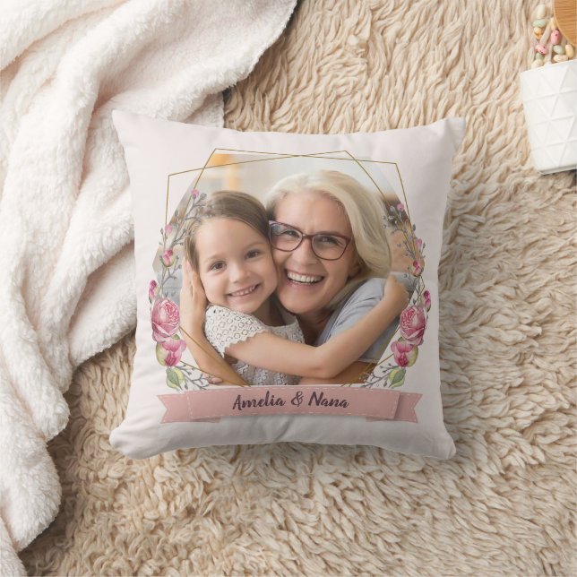 Grandma Gift Photo Pink Girly Mother's Day  Cushion (Blanket)