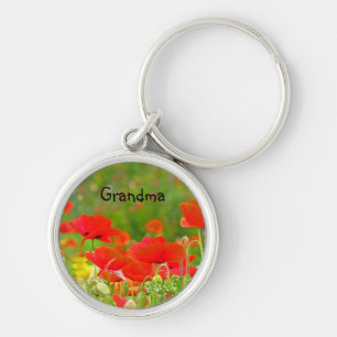 Grandma gifts keychains Red Poppy Flowers