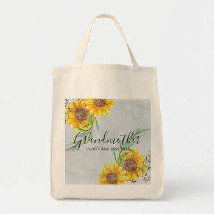 GRANDMA Gifts - Sunflower Themed Personalised Tote Bag
