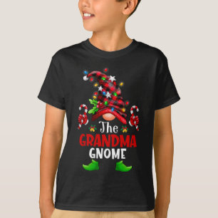 Grandma Gnome Christmas Buffalo Plaid Family Gnome T-Shirt