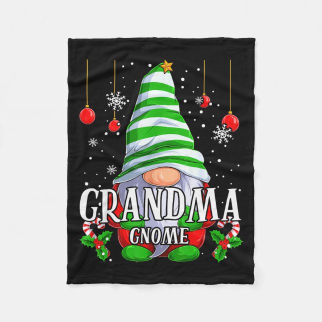Grandma Gnome Christmas Pajamas Matching Family Gr Fleece Blanket (Front)