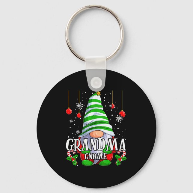 Grandma Gnome Christmas Pajamas Matching Family Gr Key Ring (Front)