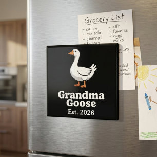 Grandma Goose Est Year Cute Minimalist Goose Magnet