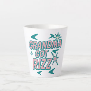 Grandma Got Rizz — Atomic Teal‑Pink Pop Latte Mug