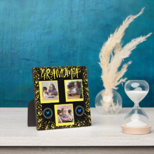 Grandma Grandchildren Gold Glitters Photo Collage Plaque