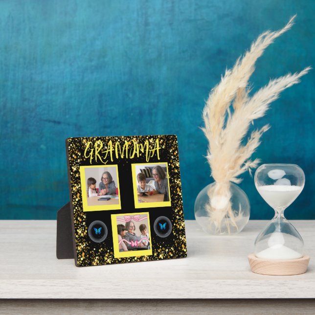 Grandma Grandchildren Gold Glitters Photo Collage  Plaque (Insitu)