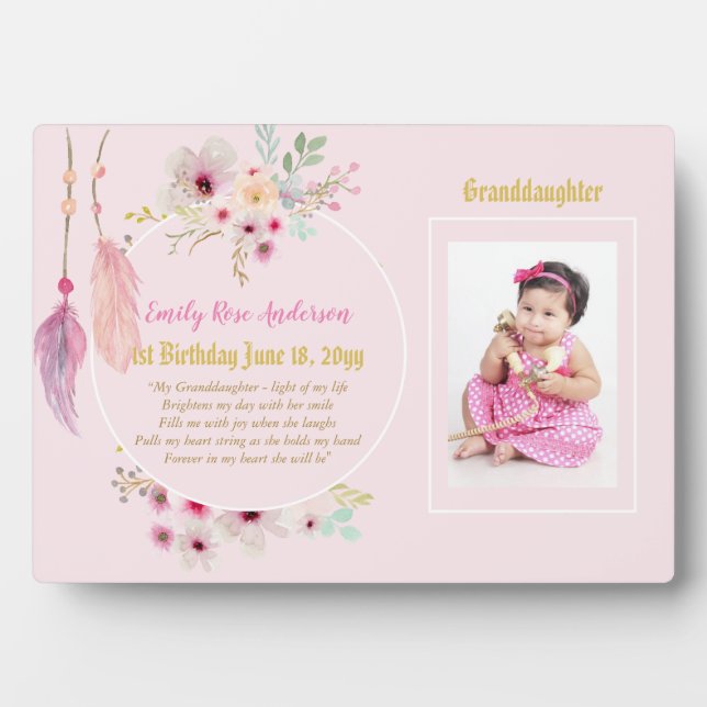Grandma Granddaughter PHOTO Poem Keepsake Gift Plaque (Front)