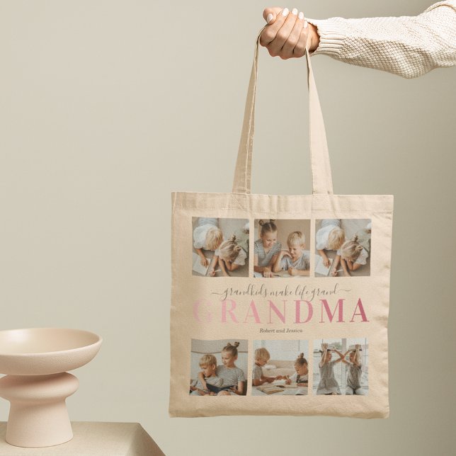 Grandma Grandkids Family Photo Collage Tote Bag (Creator Uploaded)