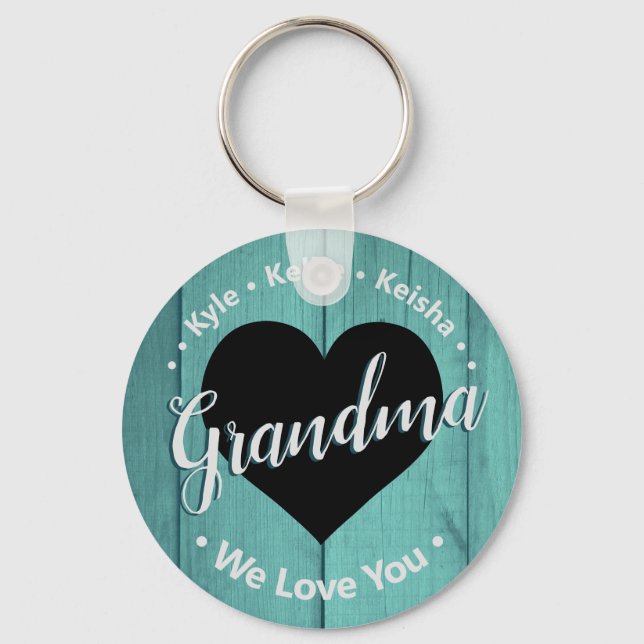 Grandma Grandkids Personalised Name We Love You Key Ring (Front)
