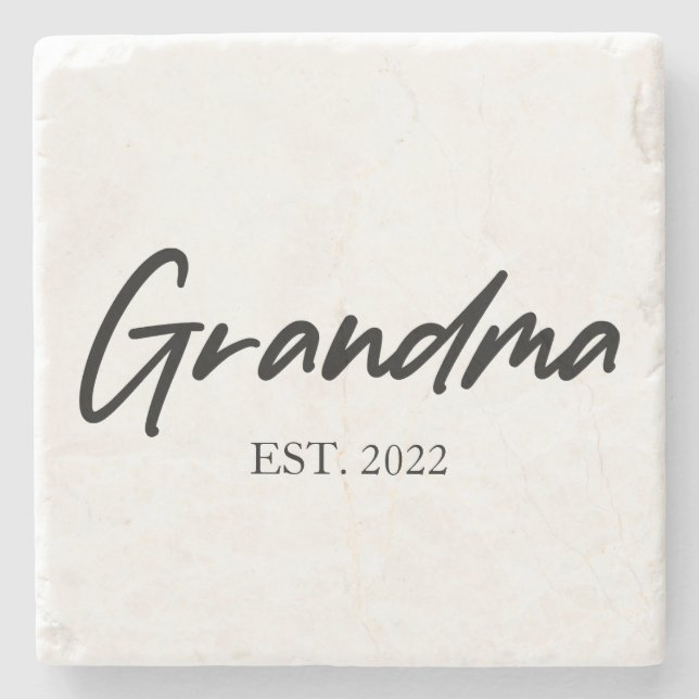 Grandma Grandmother Custom Est Year Minimal Simple Stone Coaster (Front)