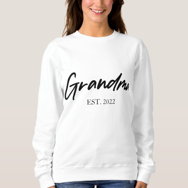 Grandma Grandmother Custom Est Year Minimal Simple Sweatshirt (Front)