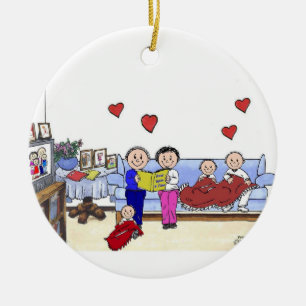 Grandma & Grandpa, 3 Children Ceramic Tree Decoration