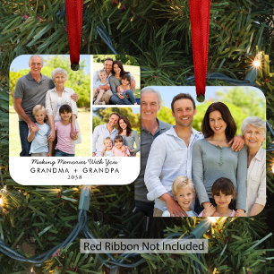 Grandma Grandpa 4 Photo Grandparents Christmas Metal Tree Decoration