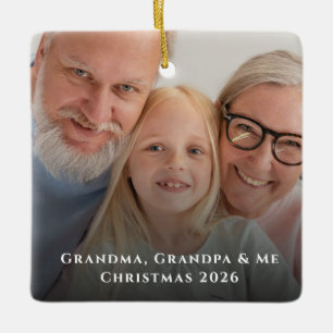 Grandma Grandpa and Me Photo Christmas Ceramic Ornament