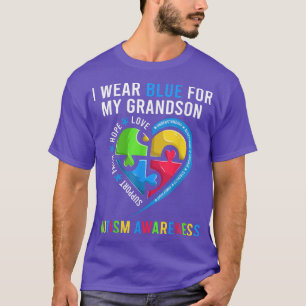 Grandma Grandpa Autism Heart Tee I Wear Blue For M