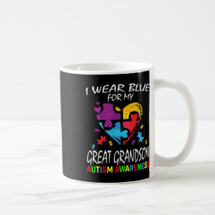 Grandma Grandpa Blue For My Great Grandson Autism Coffee Mug