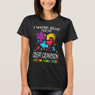 Grandma Grandpa Blue For My Great Grandson Autism T-Shirt