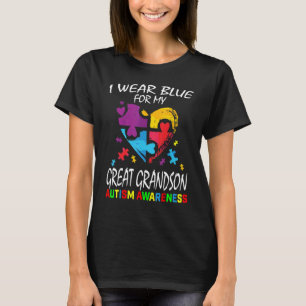 Grandma Grandpa Blue For My Great Grandson Autism  T-Shirt