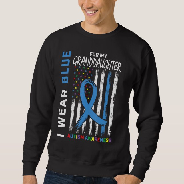 Grandma Grandpa Blue Granddaughter Autism Awarenes Sweatshirt (Front)