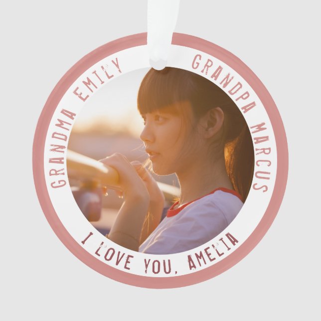 Grandma Grandpa Christmas Holiday Photo Keepsake Ornament (Front)