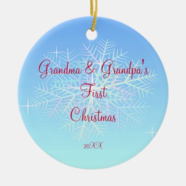Grandma & Grandpa First Christmas Ornament (Front)