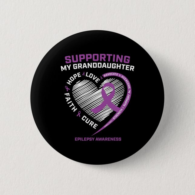 Grandma Grandpa Gift Purple Granddaughter Epilepsy 6 Cm Round Badge (Front)