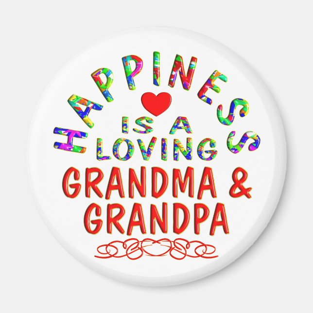 Grandma & Grandpa Happiness Magnet (Front)