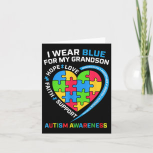 Grandma Grandpa I Wear Blue For My Grandson Autism Card