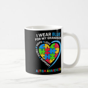 Grandma Grandpa I Wear Blue For My Grandson Autism Coffee Mug