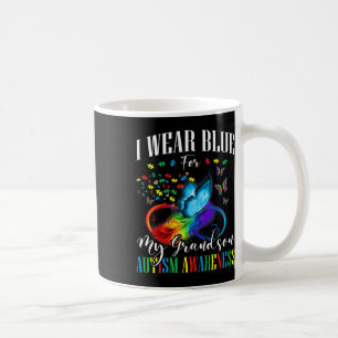 Grandma Grandpa I Wear Blue For My Grandson Autism Coffee Mug