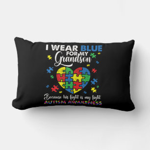 Grandma Grandpa I Wear Blue For My Grandson Autism Lumbar Cushion