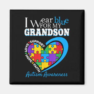 Grandma Grandpa I Wear Blue For My Grandson Autism Magnet
