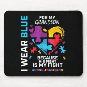 Grandma Grandpa I Wear Blue For My Grandson Autism Mouse Pad