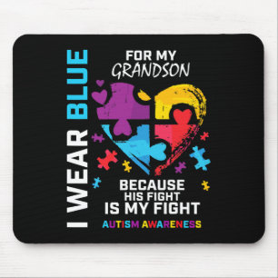 Grandma Grandpa I Wear Blue For My Grandson Autism Mouse Pad