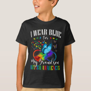 Grandma Grandpa I Wear Blue For My Grandson Autism T-Shirt