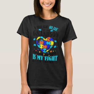 Grandma Grandpa I Wear Blue For My Grandson Autism T-Shirt