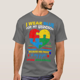 Grandma Grandpa I Wear For My Grandson Autism Awar T-Shirt