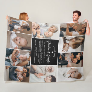 Grandma & Grandpa Love You 10-Photo Collage Modern Fleece Blanket