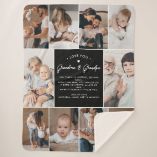 Grandma & Grandpa Love You 10-Photo Collage Modern Sherpa Blanket
