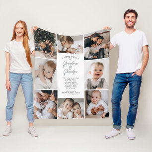 Grandma & Grandpa Love You 8-Photo Collage Modern Fleece Blanket