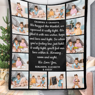 Grandma Grandpa Personalised Poem 14 Photo Collage Fleece Blanket