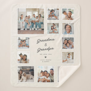 Grandma & Grandpa Photo Collage Gift – We Love You Sherpa Blanket