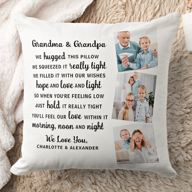 Grandma Grandpa Poem Custom 3 Photo Grandparents Cushion (Creator Uploaded)