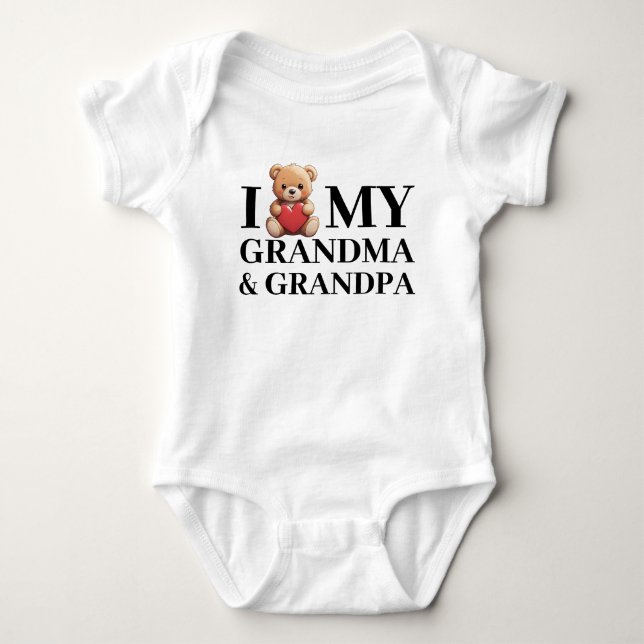 Grandma Grandpa Teddy Bear Love Baby Bodysuit (Front)