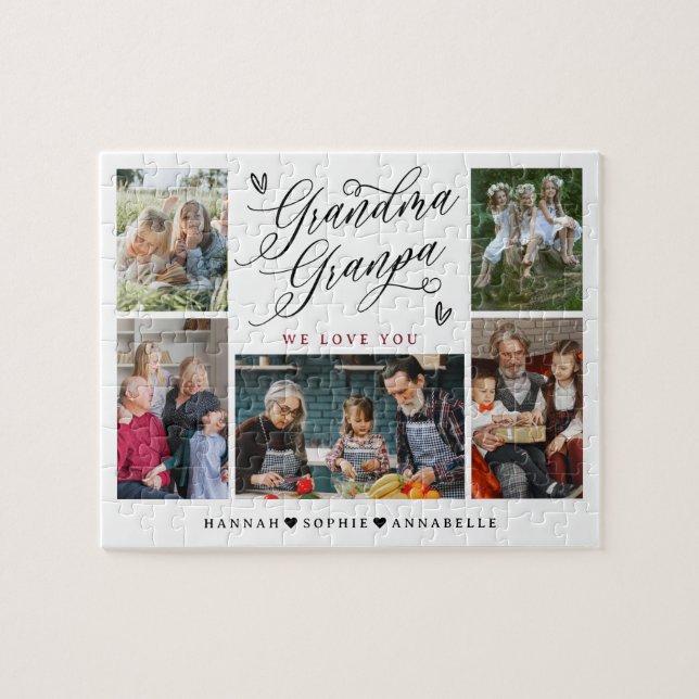 Grandma & Grandpa We Love You Photo Collage  Jigsaw Puzzle (Horizontal)