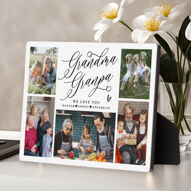 Grandma & Grandpa We Love You Photo Collage Plaque (Creator Uploaded)