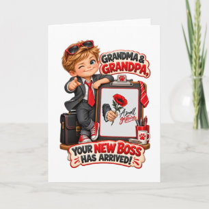 Grandma & Grandpa Your New Boss Has Arrived Photo Card