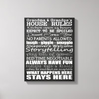 Grandma & Grandpa's House Rules 11x14 Canvas