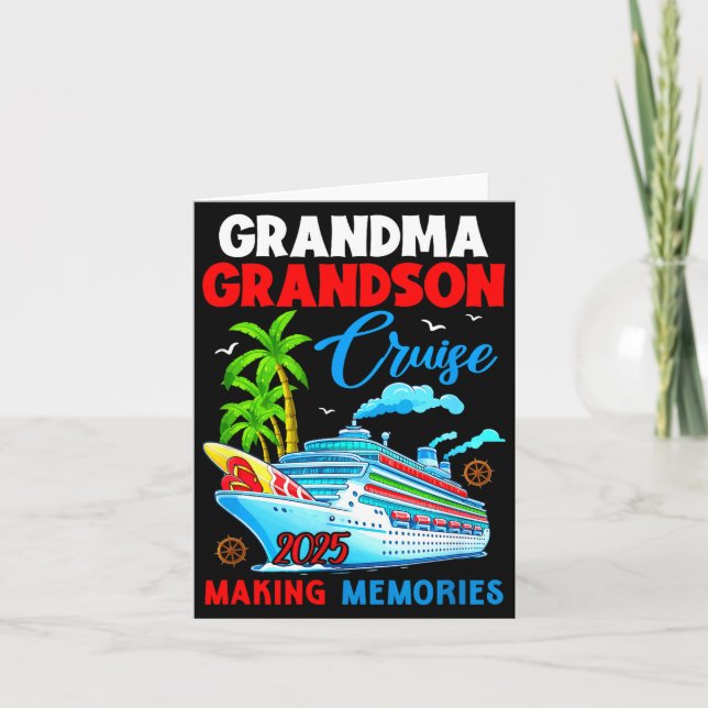 Grandma Grandson Cruise 2025 Memories Christmas Fa Card (Front)