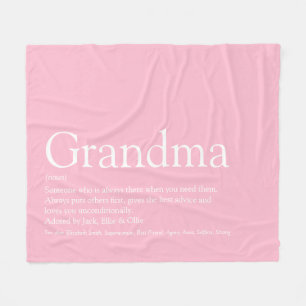 Grandma Granny Definition Pink Modern Fun Fleece Blanket